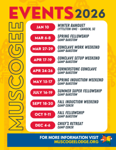 2026 Event Calendar listing all lodge events for the year